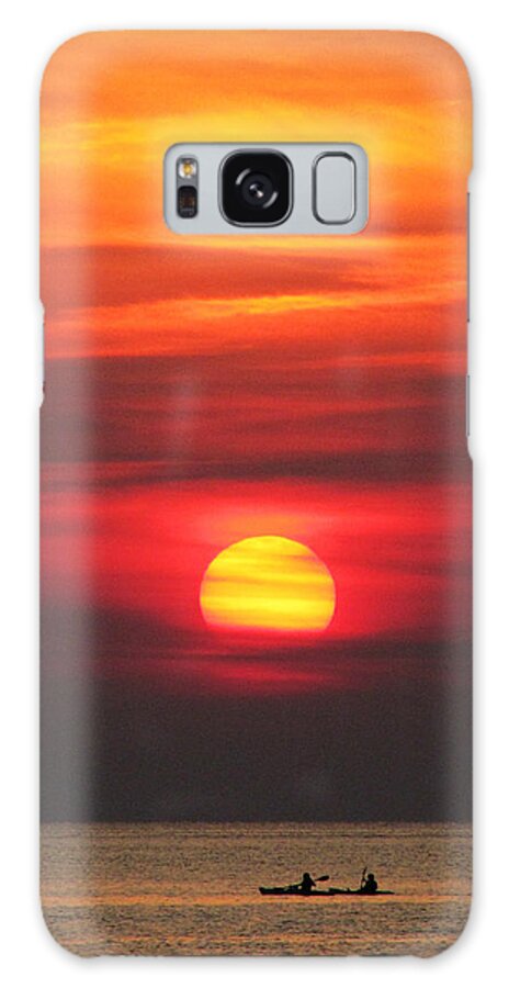Sunset Galaxy Case featuring the photograph Paddling under the sun by Richard Reeve