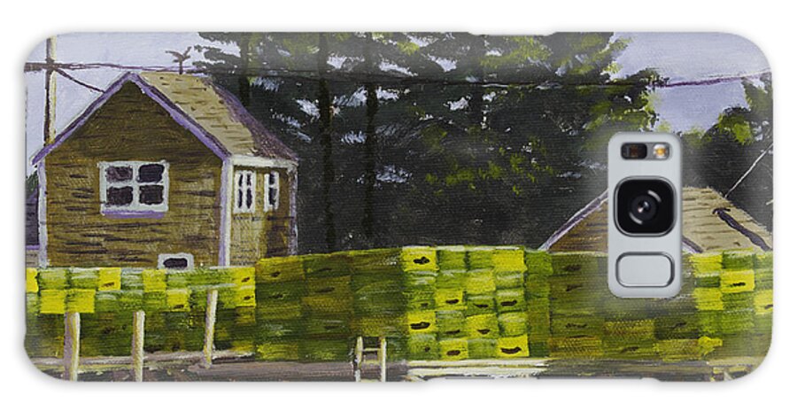Maine Galaxy Case featuring the painting Lobster Traps in Port Clyde Maine by Keith Webber Jr