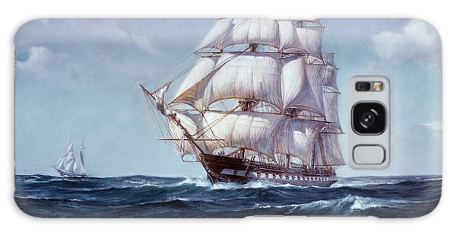 Horizontal Galaxy Case featuring the painting Painting Of The Square Rigged Frigate by Vintage Images