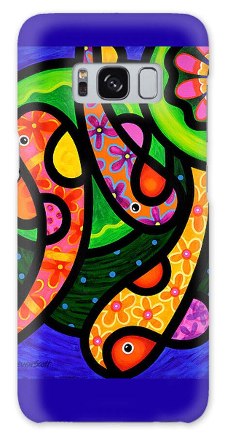Koi Galaxy S8 Case featuring the painting Paisley Pond - Vertical by Steven Scott