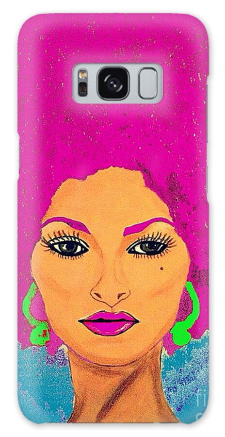 Pam Grier Galaxy Case featuring the painting Pam Grier Bold Diva c1979 Pop Art by Saundra Myles
