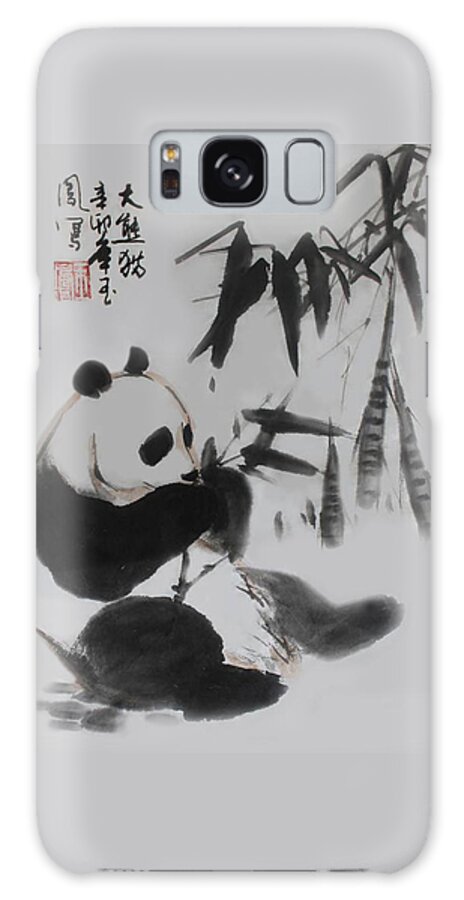 Panda Galaxy Case featuring the photograph Panda and Bamboo by Yufeng Wang