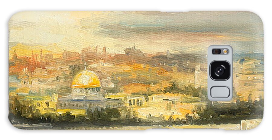 Jerusalem Galaxy S8 Case featuring the painting Panorama of Jerusalem by Luke Karcz