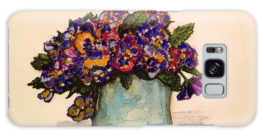 Flowers Galaxy Case featuring the painting Pansies by Rae Chichilnitsky