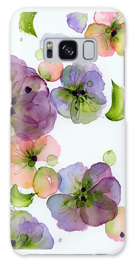Watercolor Galaxy Case featuring the painting Pansy Fall by Dawn Derman