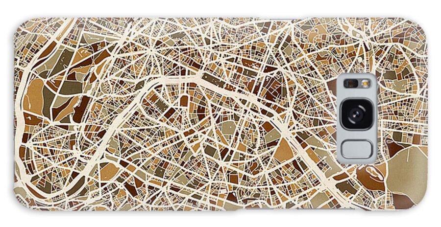 Paris Galaxy Case featuring the digital art Paris France Street Map by Michael Tompsett