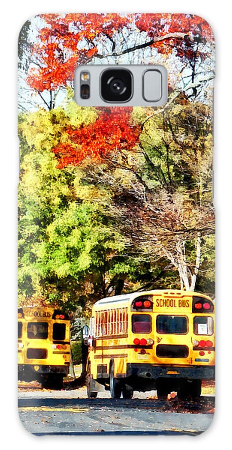 Bus Galaxy Case featuring the photograph Parked School Buses by Susan Savad