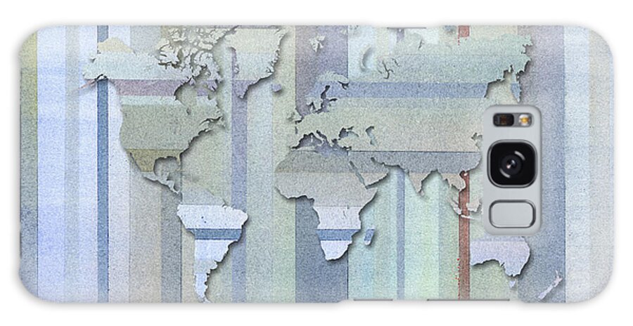 Pastel Galaxy Case featuring the digital art Pastel Stripes World Map by Hakon Soreide