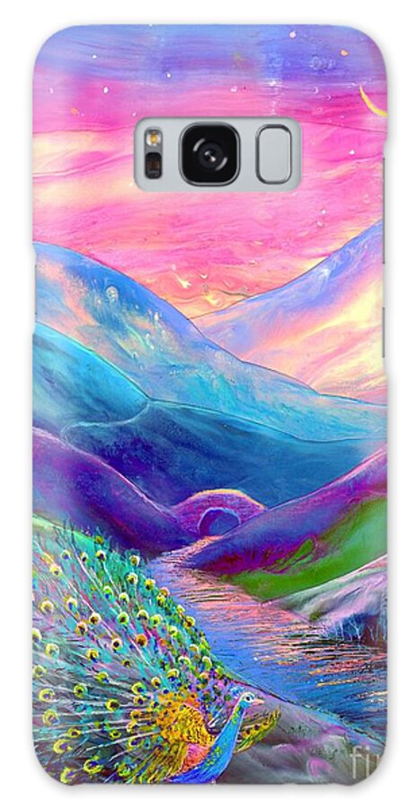 Colorful Galaxy Case featuring the painting Peacock Magic by Jane Small