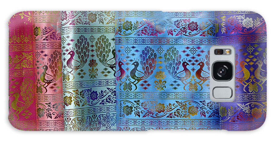 Asia Galaxy Case featuring the photograph Peacocks on Silk by Michele Burgess