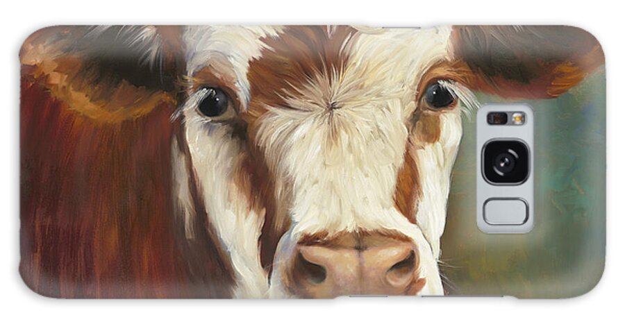 Cow Painting Galaxy Case featuring the painting Pearl IV Cow Painting by Cheri Wollenberg