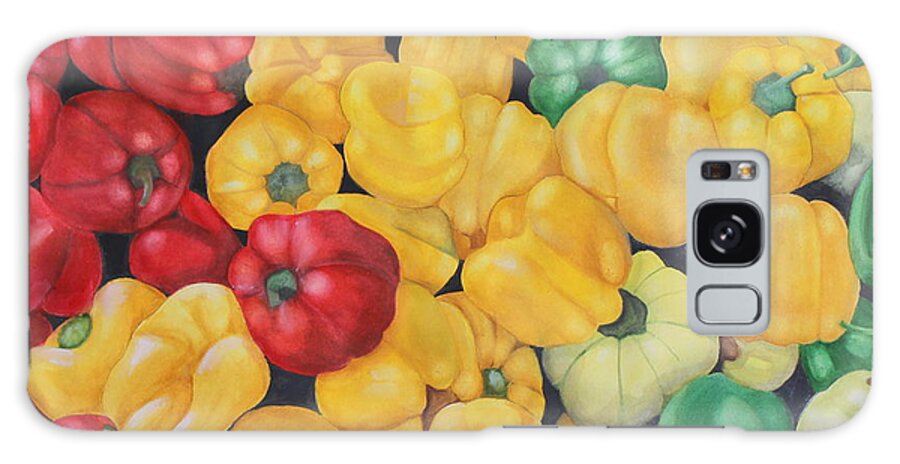 Produce Galaxy Case featuring the painting Peck of Peppers Watercolor by Kimberly Walker