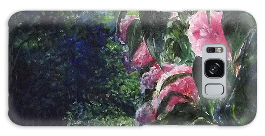 Garden Galaxy S8 Case featuring the painting Peeping Pink Peonies by Lizzy Forrester