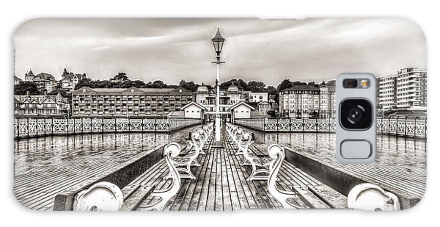 Penarth Pier Galaxy Case featuring the photograph Penarth Pier 5 Black and White by Steve Purnell