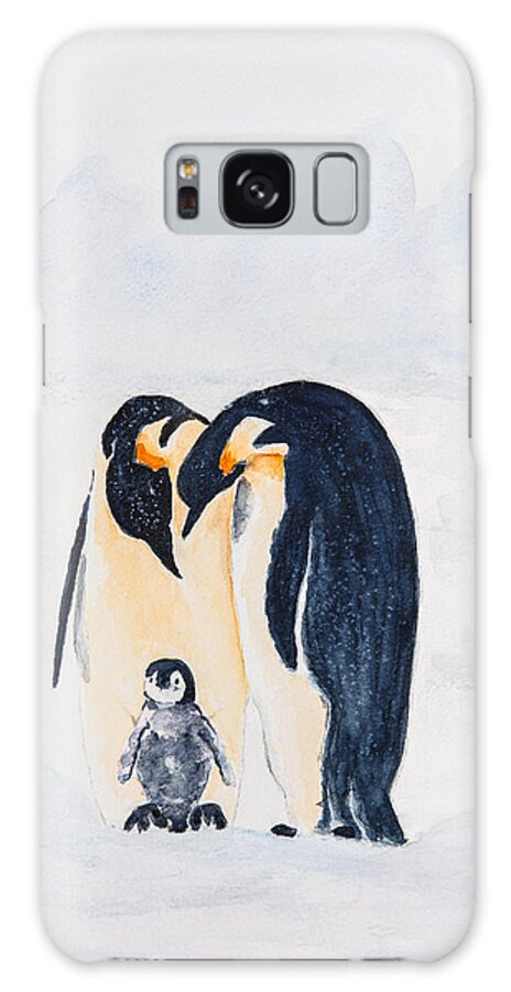 Birds Penguins Galaxy S8 Case featuring the painting Penguin Family by Elvira Ingram