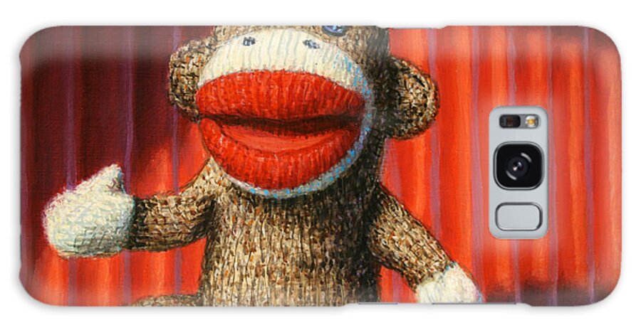Sock Monkey Galaxy Case featuring the painting Performing Sock Monkey by James W Johnson