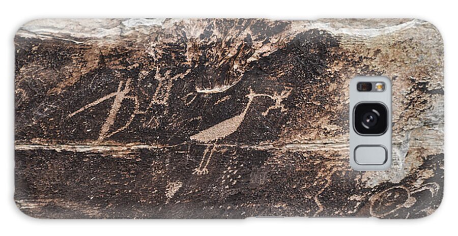Petroglyphs Galaxy Case featuring the photograph Petroglyph Bird by Cheryl McClure