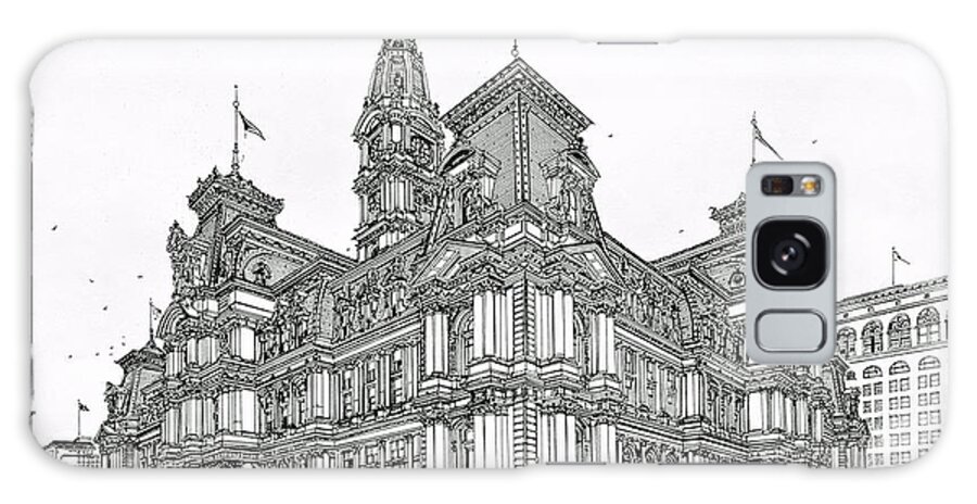 Philadelphia Galaxy S8 Case featuring the drawing Philadelphia City Hall 1911 by Ira Shander