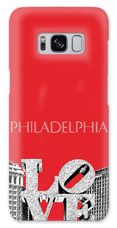 Architecture Galaxy Case featuring the digital art Philadelphia Skyline Love Park - Red by DB Artist