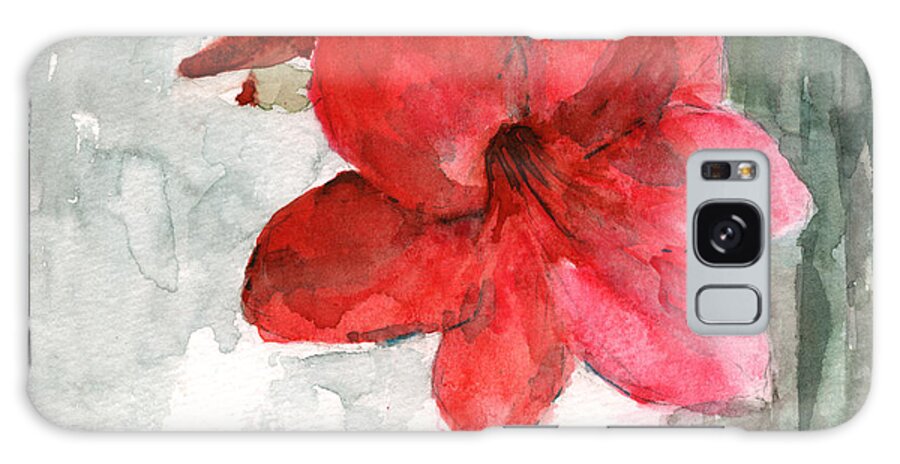 Amaryllis Galaxy Case featuring the painting Pink Amaryllis by Claudia Hafner