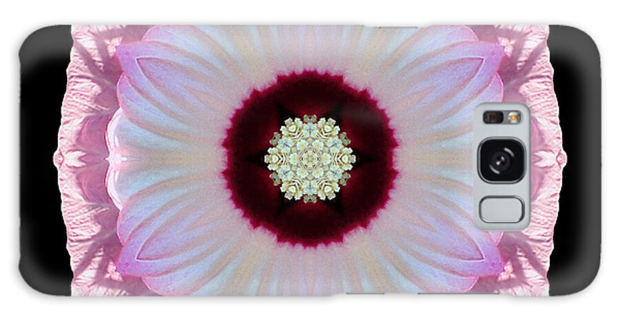 Flower Galaxy Case featuring the photograph Pink and White Hibiscus Moscheutos VII Flower Mandala by David J Bookbinder