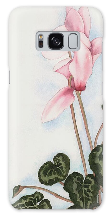 Cyclamen Galaxy Case featuring the painting Pink Cyclamen by Hilda Wagner