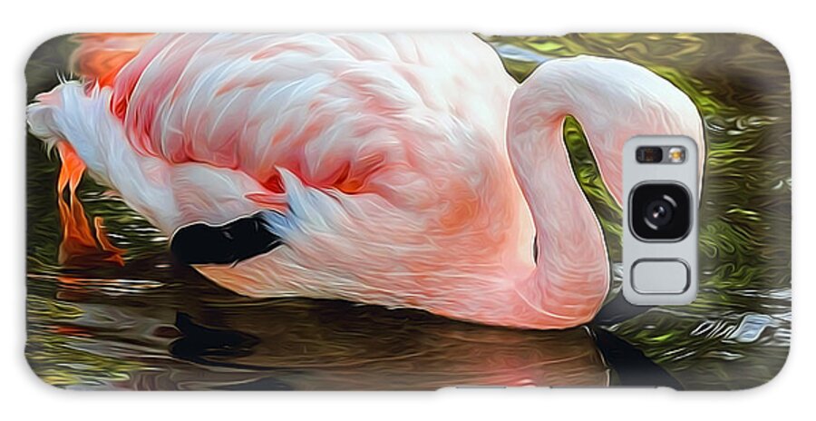 Flamingos Galaxy Case featuring the mixed media Pink N Pretty by Elaine Malott
