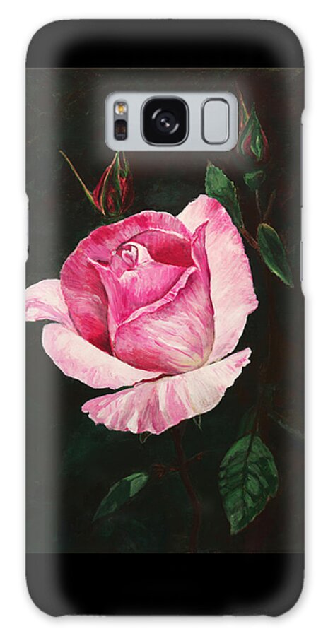 Flowers Galaxy Case featuring the painting Pink Rose by Masha Batkova