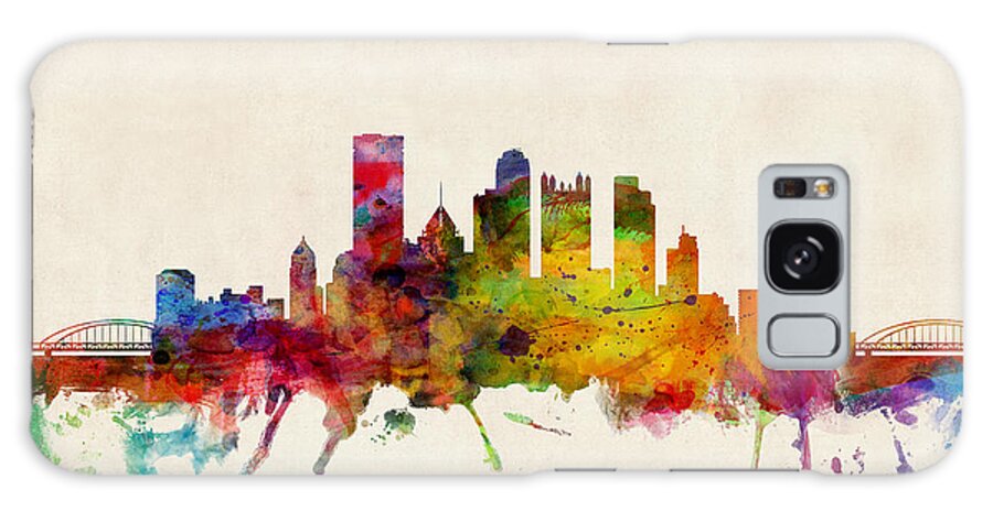 Watercolour Galaxy Case featuring the digital art Pittsburgh Pennsylvania Skyline by Michael Tompsett