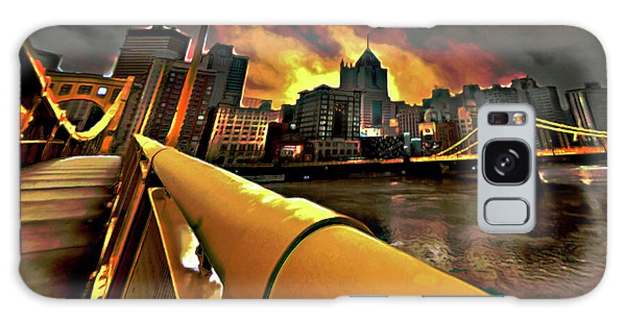 Pittsburgh Skyline Galaxy Case featuring the painting Pittsburgh Skyline by Fli Art