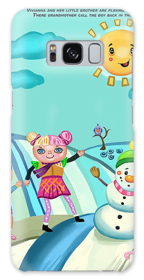 Baby Galaxy Case featuring the painting Playing in the snow by Bogdan Floridana Oana