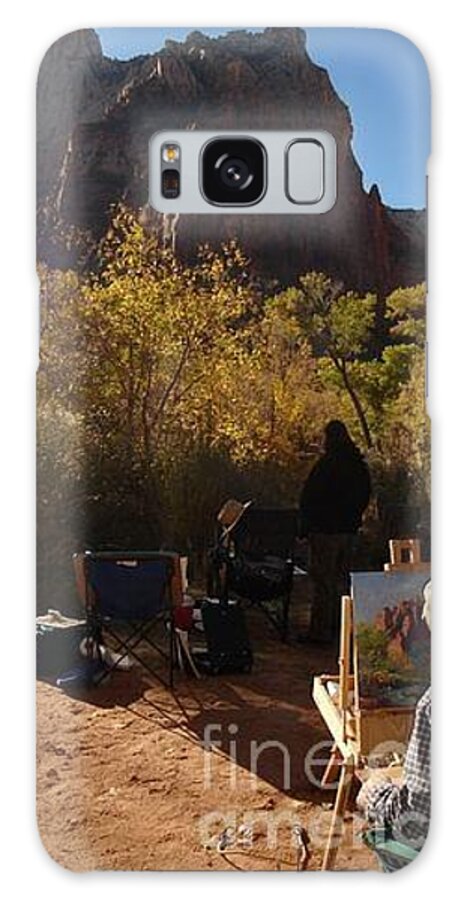 Zion National Park Galaxy Case featuring the painting Plein Air Sentinel by Jerry Bokowski