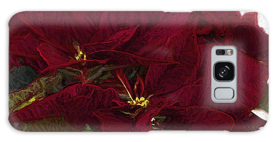 Poinsettia Galaxy Case featuring the photograph Poinsettia 3 Digital Painting on Canvas 2 by Sharon Talson