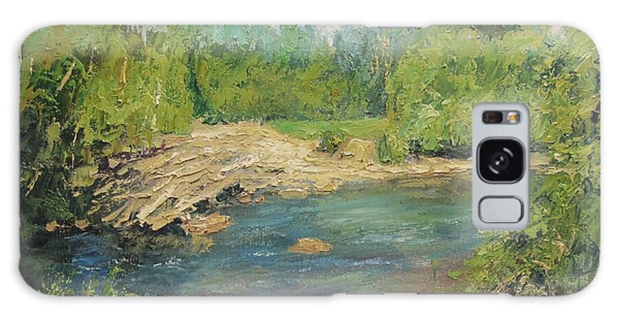 Sean Wu Galaxy Case featuring the painting Pond In The Wood by Sean Wu