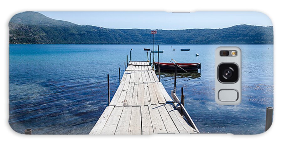 Europe Galaxy Case featuring the photograph Pontoon with rowing boat on Lake Albano Lazio Italy by Peter Noyce