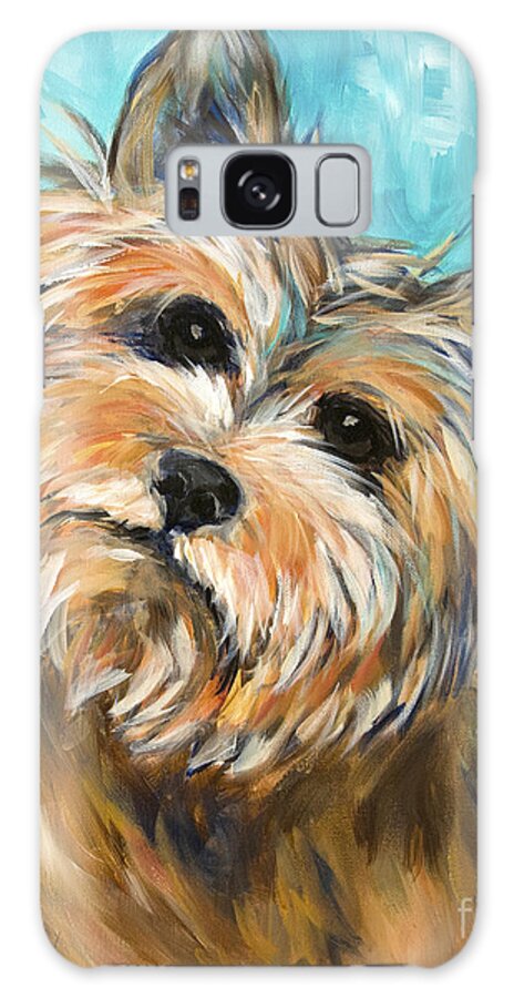 Yorkie Galaxy Case featuring the painting Pop Art Yorkie by Robin Wiesneth