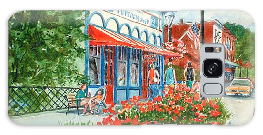 Chagrin Falls Galaxy Case featuring the painting Popcorn Shop in Summer/Chagrin Falls by Maryann Boysen
