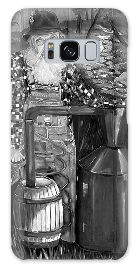 Popcorn Sutton Galaxy S8 Case featuring the painting Popcorn Sutton - Black and White - Legendary by Jan Dappen