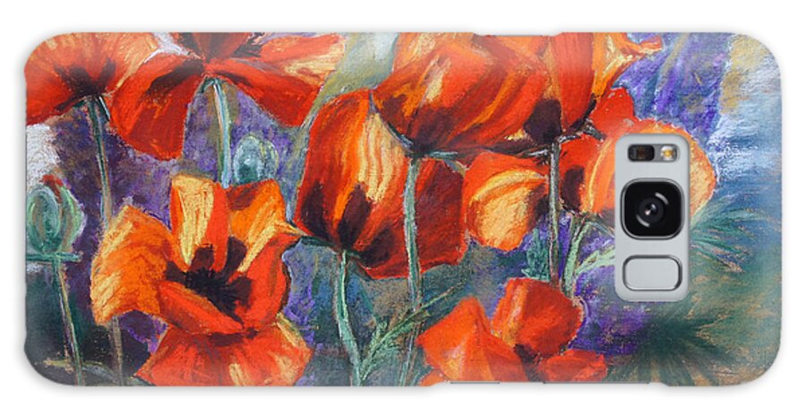 Flowers Galaxy Case featuring the drawing Poppies And Lupines by Barbara Pommerenke