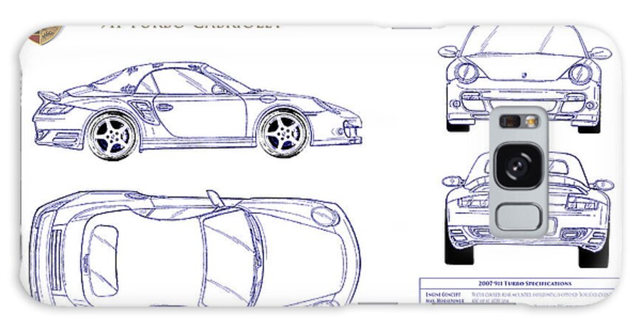 Porsche 911 Turbo Blueprint Galaxy Case featuring the photograph Porsche 911 Turbo Blueprint by Jon Neidert