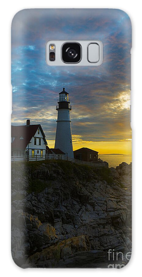 Lighthouse Galaxy Case featuring the photograph Portland Head Light at Dawn by Diane Diederich