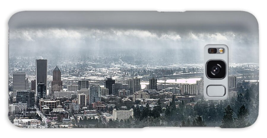 Portland Galaxy Case featuring the photograph Portland Oregon After a Morning Rain by Don Schwartz