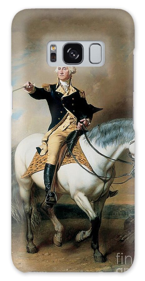 Portrait; War; Full Length; Equestrian; Salute; Saluting; Trenton; History; Historical; Heroic; Horse; Mounted; Horseback; Riding; Commander; Independence; President; Politician; Statesman; Us; Usa; United States; America; American; Leader; George Washington; Landscape; Sword; Uniform; Uniformed; Dramatic; Leadership; Strength; Power; 18th Galaxy Case featuring the painting Portrait of George Washington Taking The Salute At Trenton by John Faed