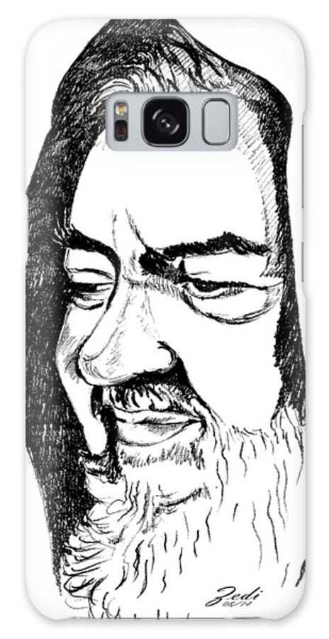 Padre Pio Galaxy Case featuring the digital art Portrait of Padre Pio by - Zedi -