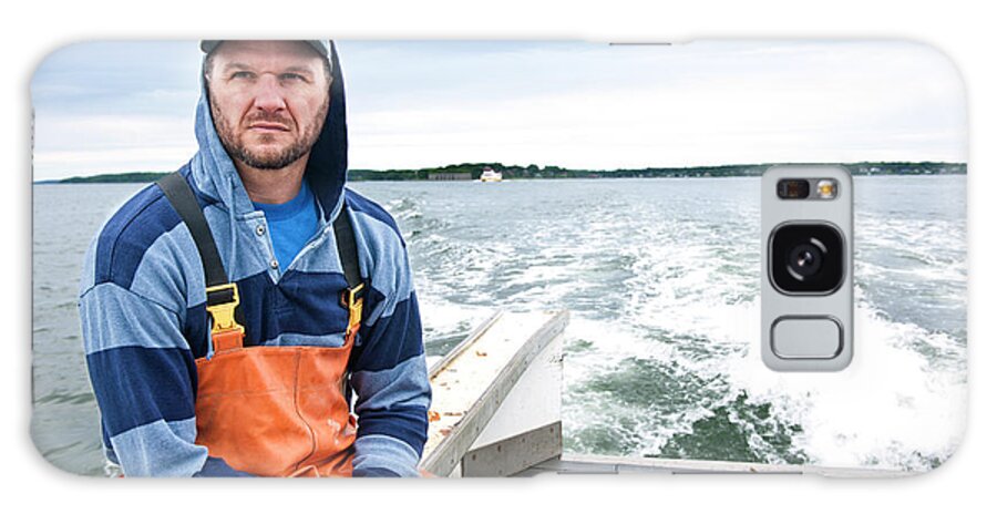Atlantic Ocean Galaxy Case featuring the photograph Portrait Of Proud Lobsterman On Boat by Nicole Wolf