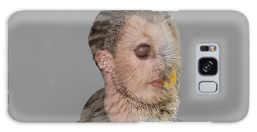 People Galaxy Case featuring the photograph Portrait Of Young Man With Owl Overlay by Nisian Hughes