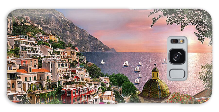 Positano Galaxy Case featuring the digital art Positano by MGL Meiklejohn Graphics Licensing