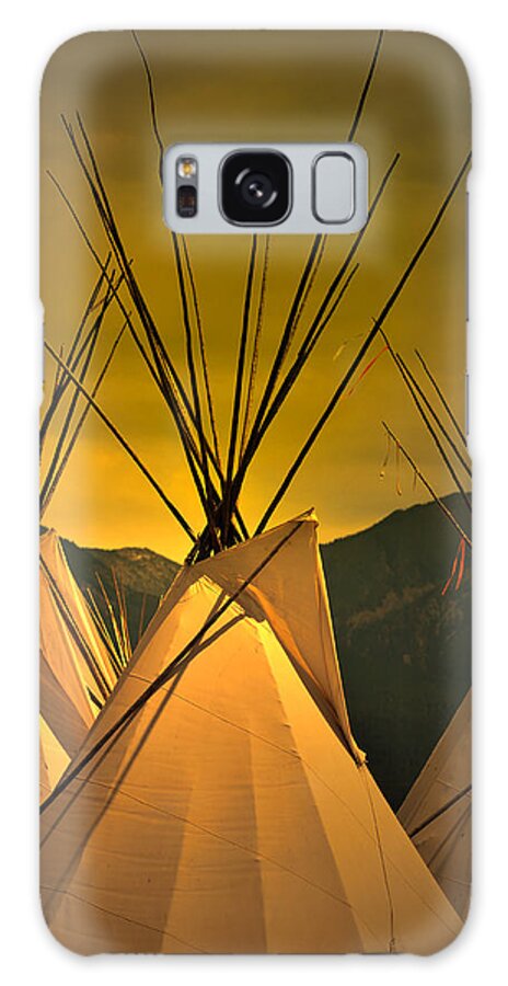 American Indian Galaxy Case featuring the photograph Powwow Camp at Sunrise by Kae Cheatham