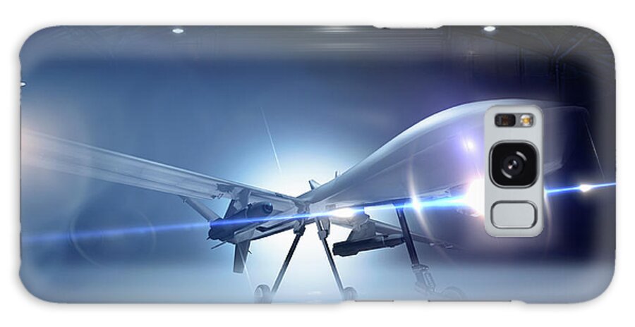 Airplane Galaxy Case featuring the photograph Predator Drone At The Ready In A Hangar by Colin Anderson