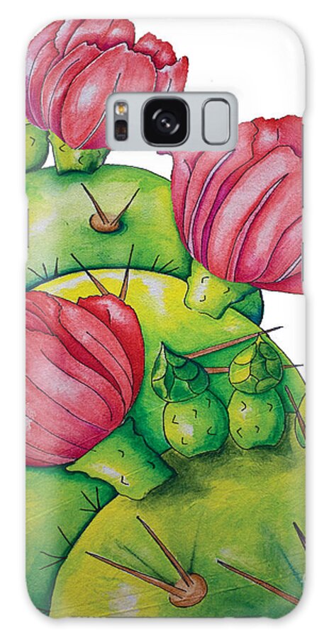 Floral Galaxy Case featuring the painting Prickly Pear Bloom by Kandyce Waltensperger